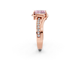 Rose gold Fancy Pink Radiant  Solitaire Diamond Ring with Split Shank and Prong Setting_43