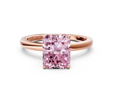 Rose gold Fancy Pink Radiant  Solitaire Diamond Ring with Thin Band and Four-Prong Setting_3