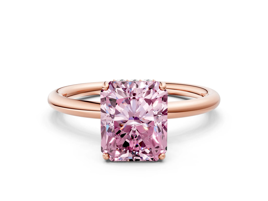 Rose gold Fancy Pink Radiant  Solitaire Diamond Ring with a Classic Band and Four-Prong Setting 1