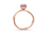 Rose gold Fancy Pink Radiant  Solitaire Diamond Ring with a Classic Band and Four-Prong Setting 4