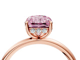 Rose gold Fancy Pink Radiant  Solitaire Diamond Ring with a Classic Band and Four-Prong Setting 5