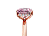 Rose gold Fancy Pink Radiant  Solitaire Diamond Ring with a Classic Band and Four-Prong Setting