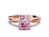 Rose gold Fancy Pink Radiant  Solitaire Diamond Twisted Band with Four-Prong Setting_64