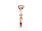 Rose gold Fancy Pink Radiant  Solitaire Diamond Twisted Band with Four-Prong Setting_66
