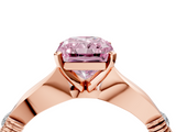 Rose gold Fancy Pink Radiant  Solitaire Diamond Twisted Band with Four-Prong Setting_68
