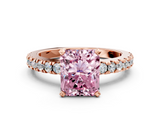 Rose gold Fancy Pink Radiant  Solitaire Diamond with Pavé Band and Four-Prong Setting_32