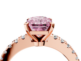 Rose gold Fancy Pink Radiant  Solitaire Diamond with Pavé Band and Four-Prong Setting_36