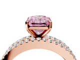 Rose gold Fancy Pink Radiant  Solitaire Diamond with Pave and Channel Set Band_46