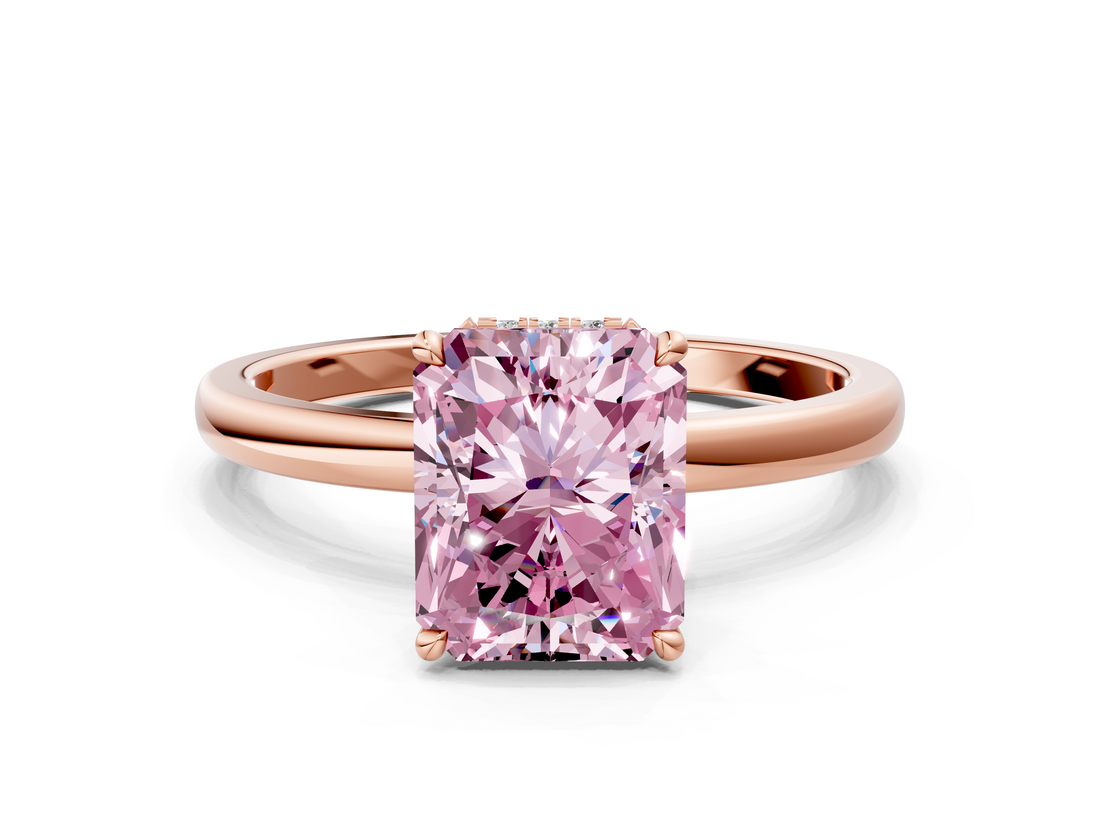 Rose gold Fancy Pink Radiant  Solitaire Engagement Ring with Cathedral Band and Four-Prong Setting_21