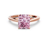 Rose gold Fancy Pink Radiant  Solitaire Engagement Ring with Four-Prong Setting and Classic Band 1