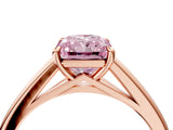 Rose gold Fancy Pink Radiant  Solitaire Engagement Ring with Four-Prong Setting and Classic Band 5
