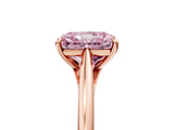 Rose gold Fancy Pink Radiant  Solitaire Engagement Ring with Four-Prong Setting and Classic Band