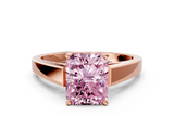 Rose gold Fancy Pink Radiant  Solitaire Engagement Ring with Four-Prong Setting and Tapered Band_3