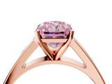 Rose gold Fancy Pink Radiant  Solitaire Engagement Ring with Four-Prong Setting and Tapered Band_7