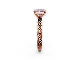 Rose gold Fancy Pink Radiant  Solitaire Engagement Ring with Scrollwork Band and Four-Prong Setting_118