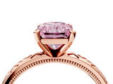 Rose gold Fancy Pink Radiant  Solitaire Engagement Ring with Scrollwork Band and Four-Prong Setting_120