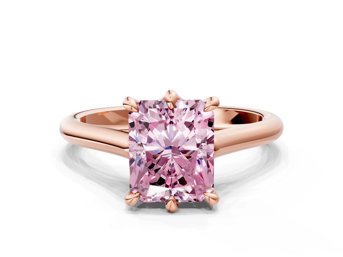 Rose gold Fancy Pink Radiant  Solitaire Engagement Ring with Six-Prong Setting and Classic Band 1