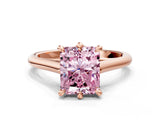 Rose gold Fancy Pink Radiant  Solitaire Engagement Ring with Six-Prong Setting and Classic Band 1