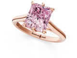 Rose gold Fancy Pink Radiant  Solitaire Engagement Ring with Six-Prong Setting and Classic Band 2