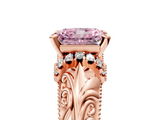 Rose gold Fancy Pink Radiant  Solitaire Filigree Engagement Ring with Halo and Prong Setting_68