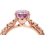 Rose gold Fancy Pink Radiant  Solitaire Floral Milgrain Engagement Ring_34