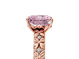Rose gold Fancy Pink Radiant  Solitaire Floral Milgrain Engagement Ring_35