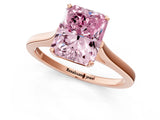 Rose gold Fancy Pink Radiant  Solitaire Heart Prong Engagement Ring with Tapered Band_56