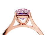 Rose gold Fancy Pink Radiant  Solitaire Heart Prong Engagement Ring with Tapered Band_59
