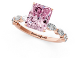 Rose gold Fancy Pink Radiant  Solitaire Marquise Side Stone Prong Setting Ring_44