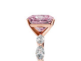 Rose gold Fancy Pink Radiant  Solitaire Marquise Side Stone Prong Setting Ring_48
