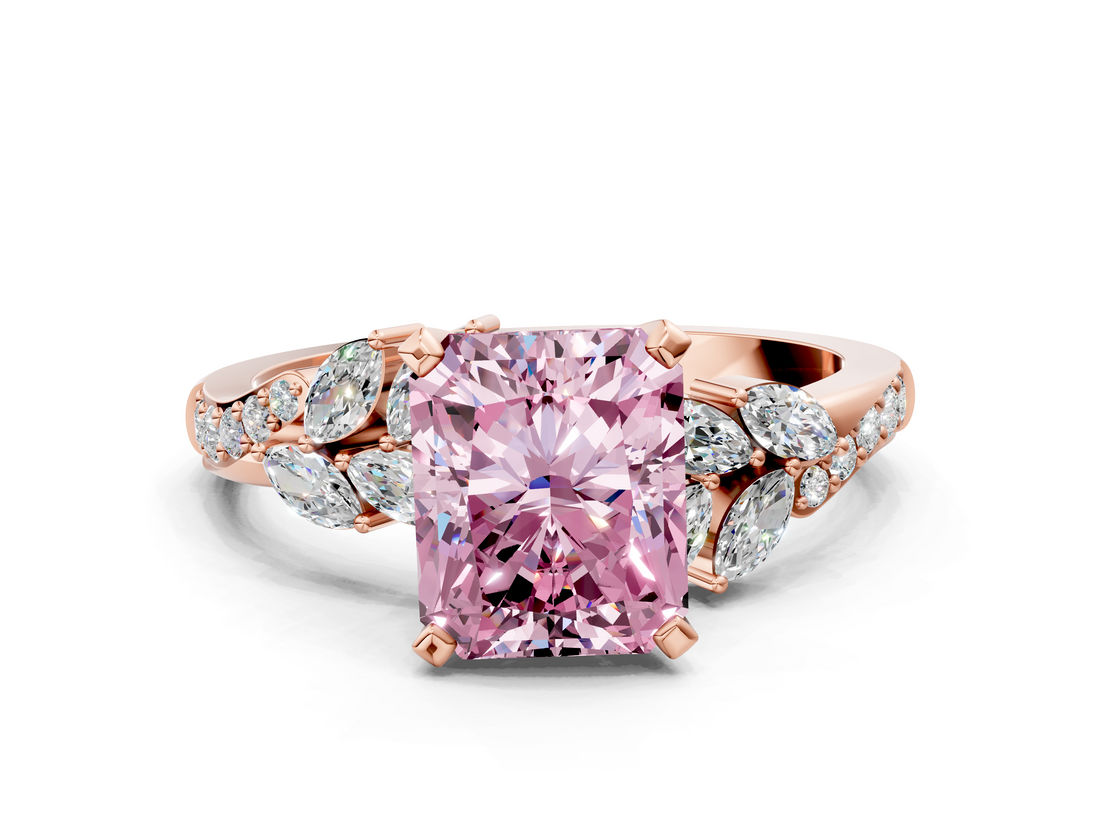 Rose gold Fancy Pink Radiant  Solitaire Marquise Twist Band with Six-Prong Setting_79