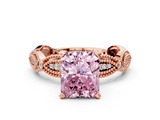 Rose gold Fancy Pink Radiant  Solitaire Milgrain Diamond Engagement Ring with Bezel and Marquise Band_129