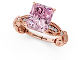 Rose gold Fancy Pink Radiant  Solitaire Milgrain Diamond Engagement Ring with Bezel and Marquise Band_130