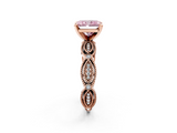 Rose gold Fancy Pink Radiant  Solitaire Milgrain Diamond Engagement Ring with Bezel and Marquise Band_131