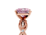 Rose gold Fancy Pink Radiant  Solitaire Milgrain Diamond Engagement Ring with Bezel and Marquise Band_134