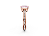 Rose gold Fancy Pink Radiant  Solitaire Pavé Band Prong Setting Ring_22