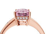 Rose gold Fancy Pink Radiant  Solitaire Pavé Band Prong Setting Ring_24