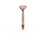 Rose gold Fancy Pink Radiant  Solitaire Pavé Band with Four-Prong Setting_157