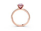 Rose gold Fancy Pink Radiant  Solitaire Pavé Band with Four-Prong Setting_158