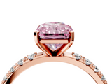 Rose gold Fancy Pink Radiant  Solitaire Pavé Band with Four-Prong Setting_159