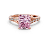 Rose gold Fancy Pink Radiant  Solitaire Pavé Band with Four-Prong Setting_45