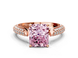 Rose gold Fancy Pink Radiant  Solitaire Pavé Diamond Engagement Ring with Four-Prong Setting_177