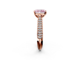Rose gold Fancy Pink Radiant  Solitaire Pavé Diamond Engagement Ring with Four-Prong Setting_179