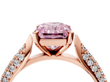 Rose gold Fancy Pink Radiant  Solitaire Pavé Diamond Engagement Ring with Four-Prong Setting_181