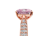 Rose gold Fancy Pink Radiant  Solitaire Pavé Diamond Engagement Ring with Four-Prong Setting_182