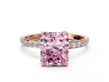 Rose gold Fancy Pink Radiant  Solitaire Pavé Diamond Engagement Ring with Four-Prong Setting_42
