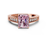 Rose gold Fancy Pink Radiant  Solitaire Pavé Diamond Milgrain Engagement Ring with Four-Prong Setting_3
