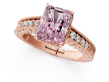 Rose gold Fancy Pink Radiant  Solitaire Pavé Diamond Milgrain Engagement Ring with Four-Prong Setting_4