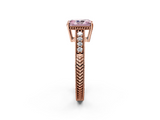 Rose gold Fancy Pink Radiant  Solitaire Pavé Diamond Milgrain Engagement Ring with Four-Prong Setting_5