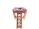 Rose gold Fancy Pink Radiant  Solitaire Pavé Diamond Milgrain Engagement Ring with Four-Prong Setting_8